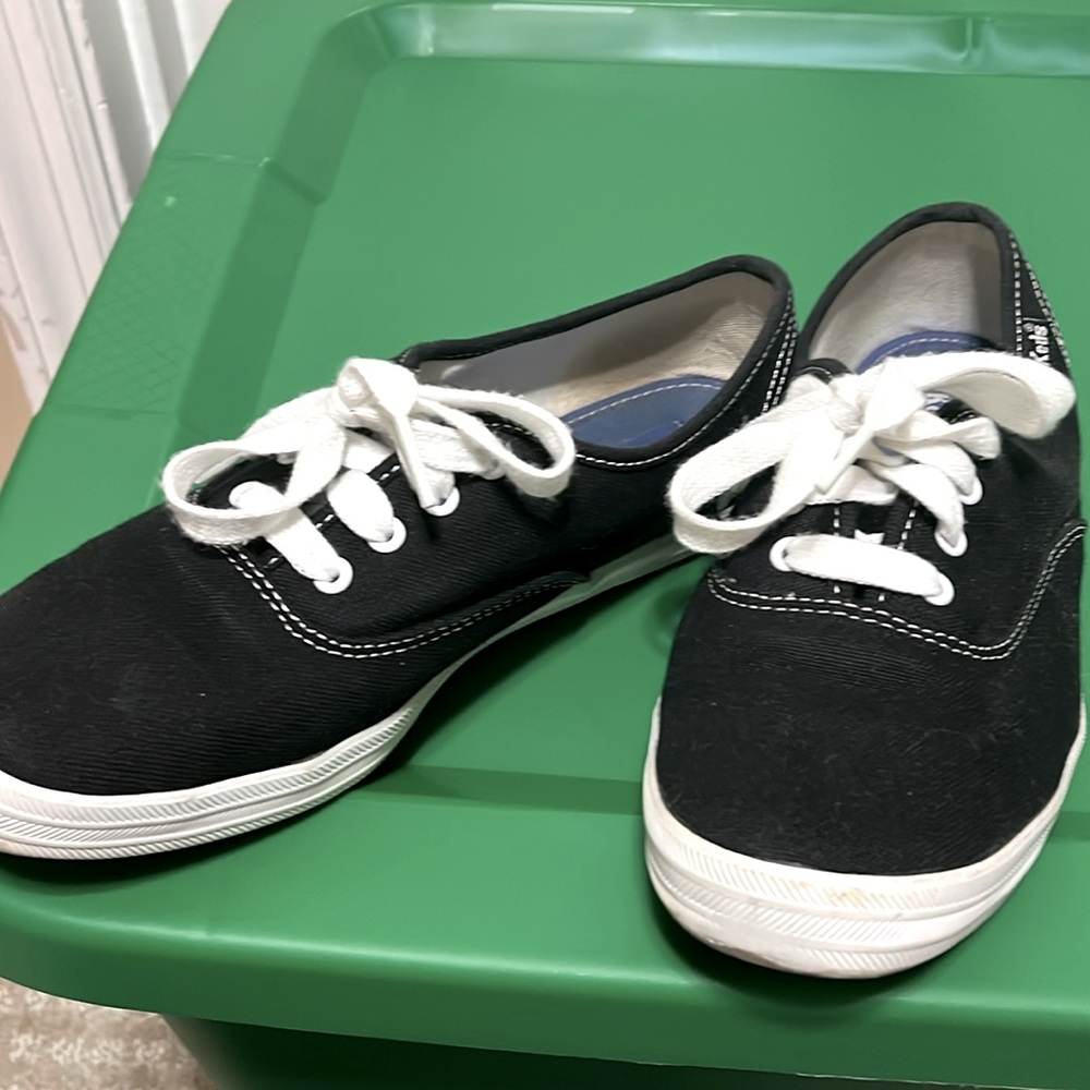 Keds Black Canvas Sneakers with White Laces